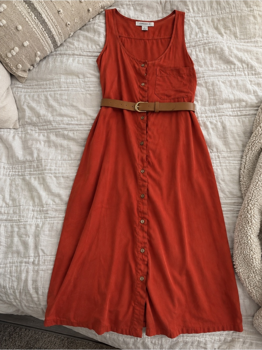Forever 21 Rust Orange Button-Front Maxi Dress
